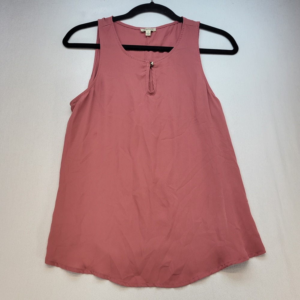 Lily White Tank Top Womens Medium Pink Sleeveless Keyhole Stud Blouse